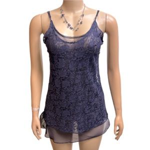 Vintage Gold Label Victoria Secrets lace Chemise slip Dress layered blue size S